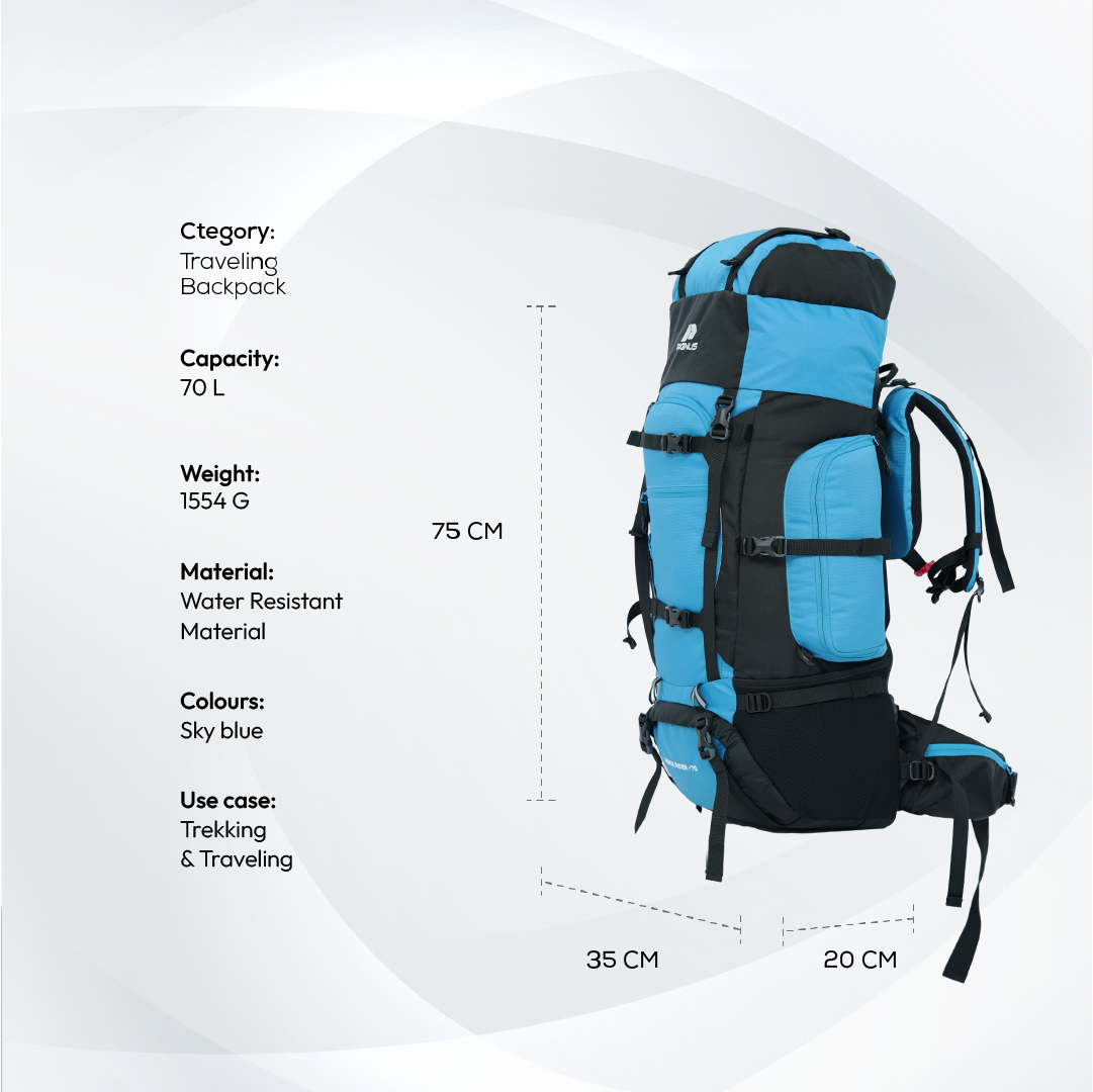 Sky blue trekking bag