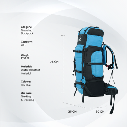 Sky blue trekking bag